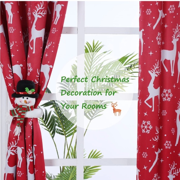 Deer Printed Christmas Curtains 52”Wx84”L Set of 2 panels - Picture 2 of 6